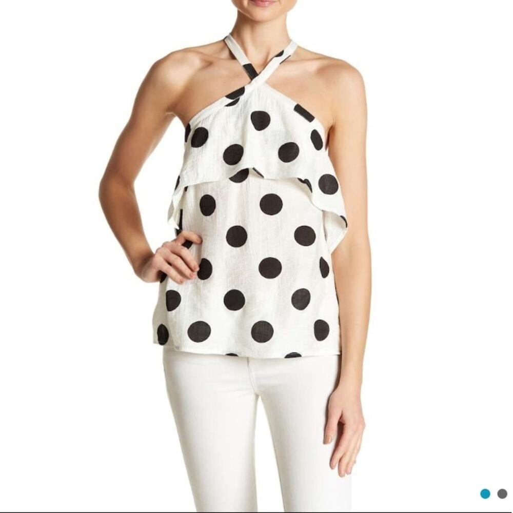New Tart Black & White polka dot Criss Cross Neck halter top Medium Summer